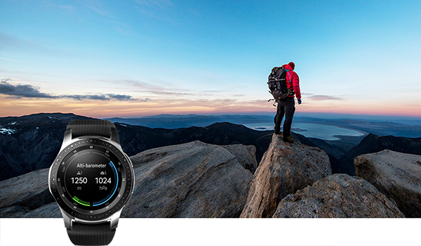 שעון Galaxy Watch מגיע עם GPS כדי שתוכל לדעת היכן אתה נמצא ולאן אתה הולך. זאת בנוסף למד גובה ולברומטר מובנים, לרגעים שבהם אתה רוצה לרדת מהדרך הסלולה.