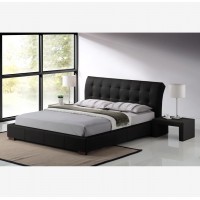 מיטה זוגית מרופדת דמוי עור דגם LUCIANO בצבע שחור