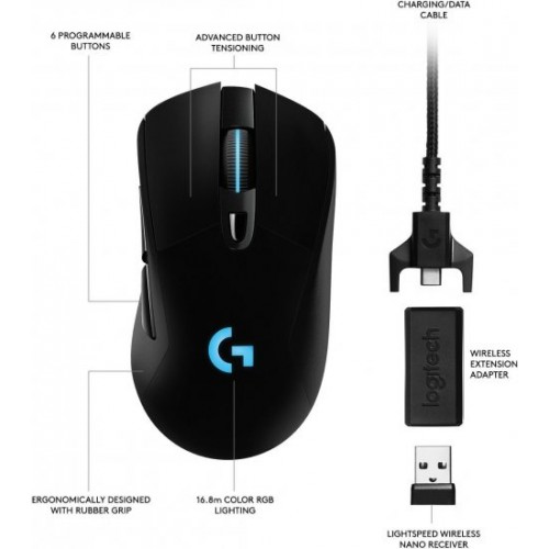 עכבר גיימרים אלחוטי Logitech G703 Lightspeed