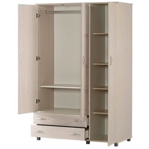 ארון 3 דלתות לחדר שינה כולל 2 מגירות דגם 607