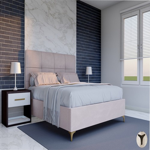 מיטה זוגית בד קטיפה דגם סול.