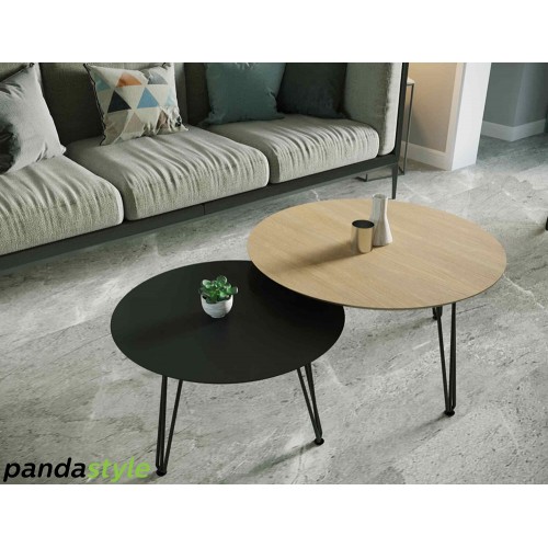 Panda Style זוג שולחנות לסלון דגם אלון משולב.