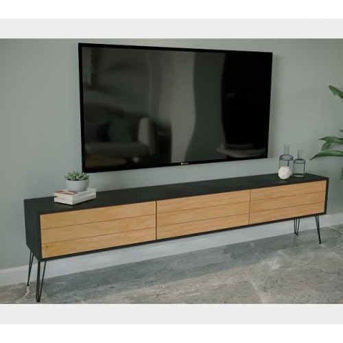 סט מזנון וזוג שולחנות לסלון אלון משולב Panda Style