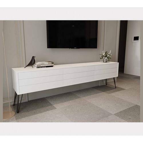 סט מזנון וזוג שולחנות לסלון דגם שלג