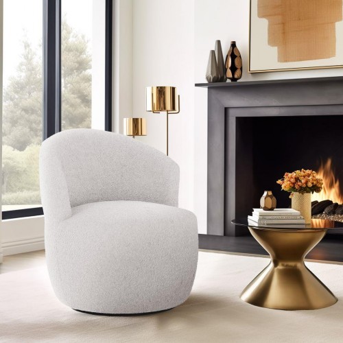 כורסה מעוצבת דגם אדיסון בד בוקלה לבן