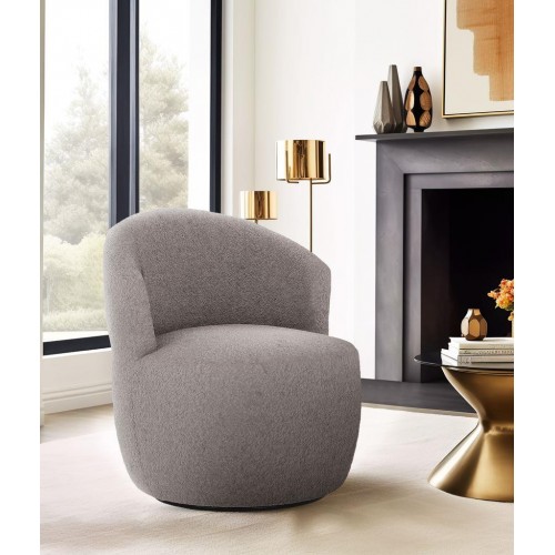 כורסה מעוצבת אדיסון בד בוקלה אפור