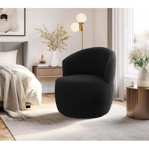 כורסה מעוצבת אדיסון בד בוקלה שחור