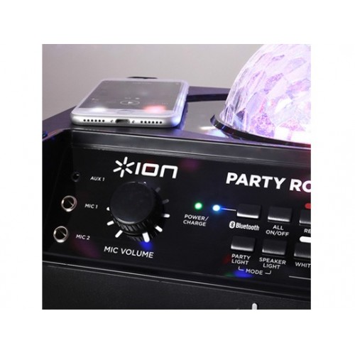 ION רמקול נייד בלוטוס 100W להפעלות ומסיבות כולל כדור דיסקו מקצועי המסתובב לפי קצב המוזיקה