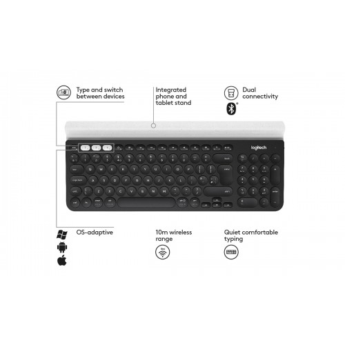 מקלדת Bluetooth אלחוטית Logitech K780 Multi-Device Quiet Desktop